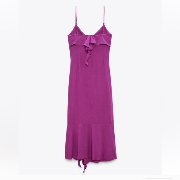 Zara * Linen Blend Ruffled Slip Dress size XS - Picture 13 of 14